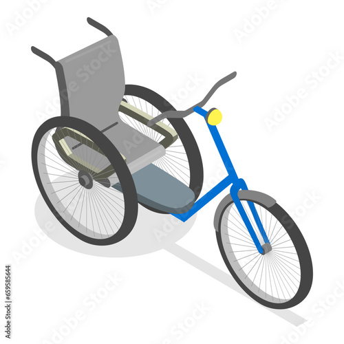 3D Isometric Flat Vector Illustration of Accessories For Disabled People, Transport for Outdoor Recreational Activity. Item 1