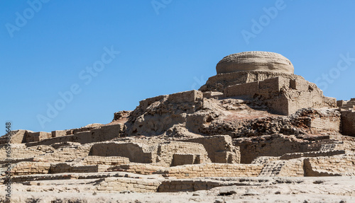 Mohenjo daro ruins close Indus river in Larkana district, Sindh, Pakistan photo