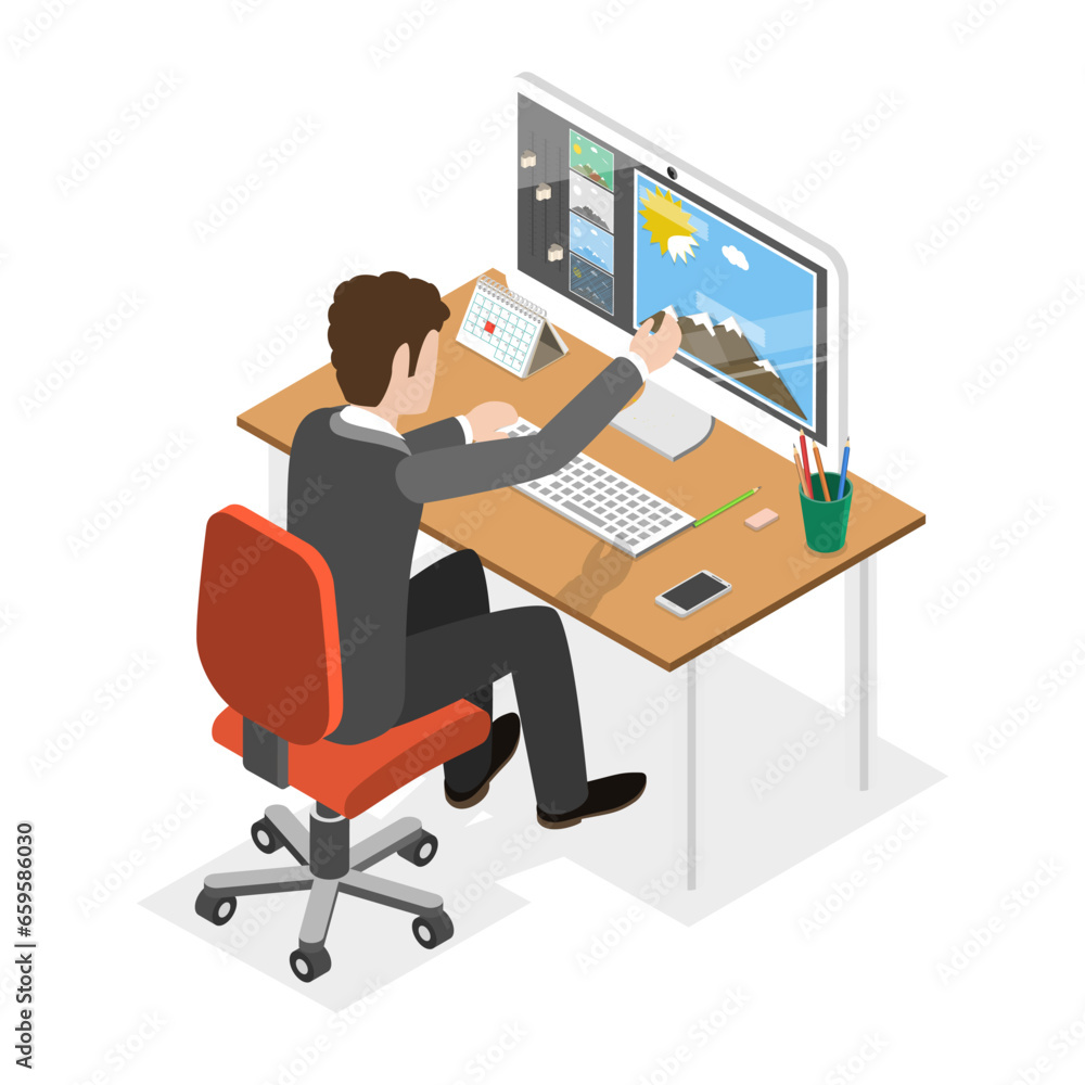 3D Isometric Flat Vector Illustration of Polygraphy Printing, Press Production. Item 3 3D Isometric Flat Vector Illustration of Polygraphy Printing, Press Production. Item 3