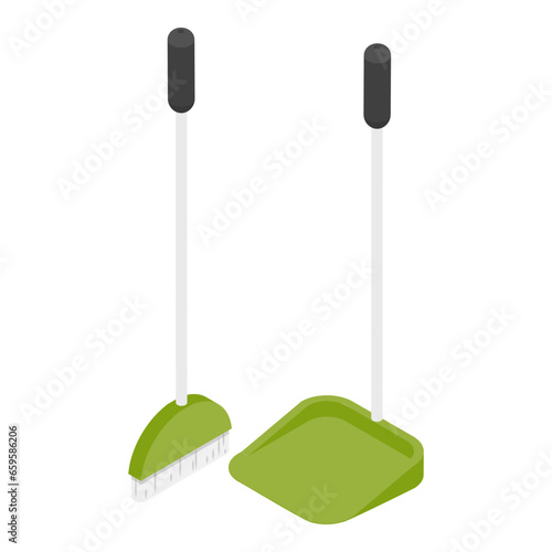 3D Isometric Flat Vector Set of Household Tools, Cleaning Equipment. Item 1