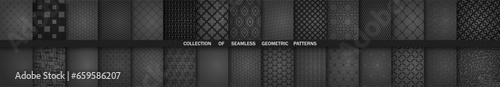 Set of geometric seamless patterns. Collection of geometric vector abstract ornament. Set of dark modern backgrounds with repeating elements