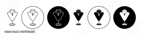 Necklace display Line Icon Set. Dummy neck jewellery bust icon suitable for apps and websites UI designs. photo