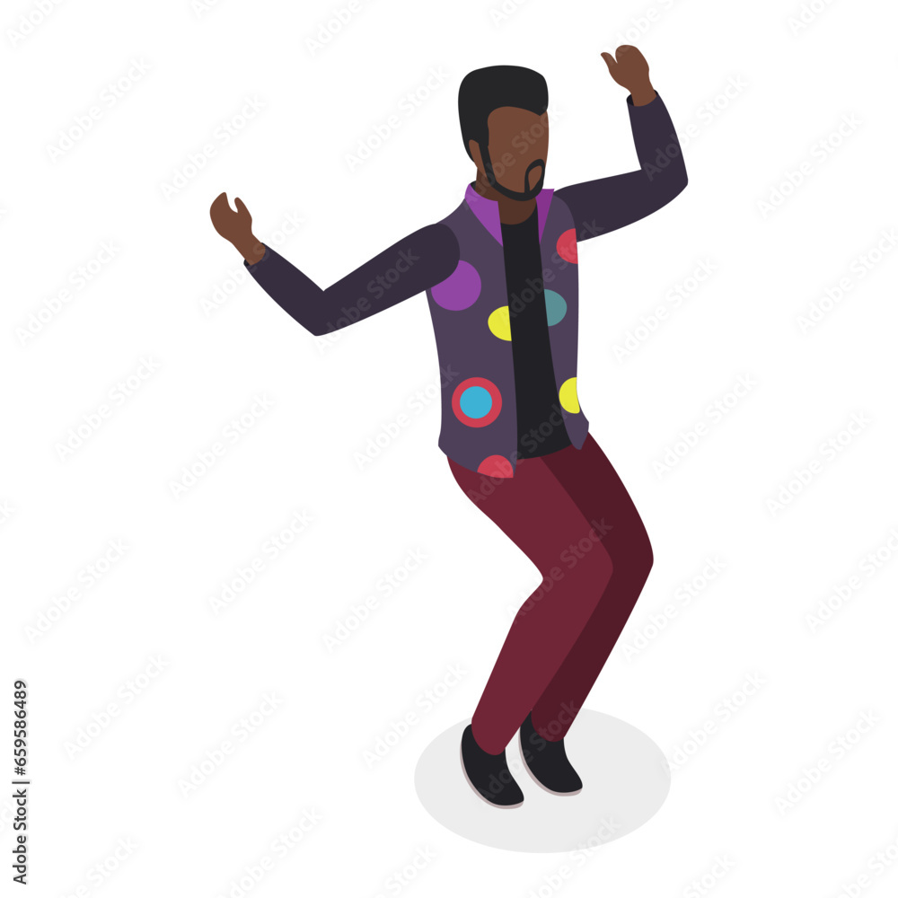 3D Isometric Flat Vector Set of People with 90s Outfit, Old School Fashion. Item 4