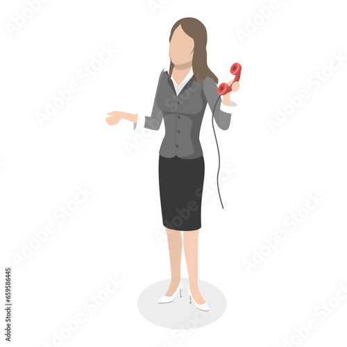 3D Isometric Flat Vector Set of Hotel Workers, Service Staff Characters. Item 2