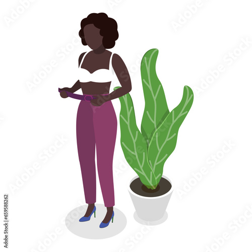 3D Isometric Flat Vector Set of Undressing People, Taking off Clothes. Item 1