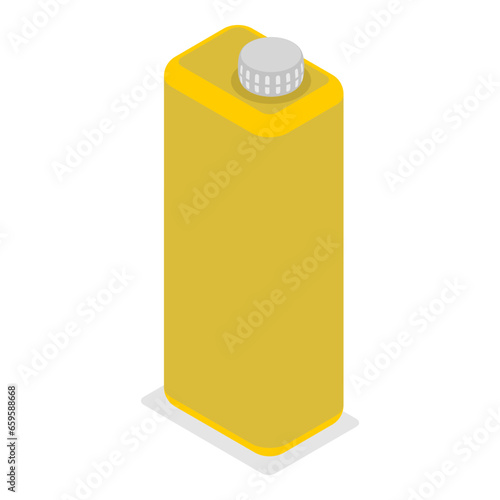 3D Isometric Flat Vector Set of Blank Plastic Canister, Gasoline Fuel Storage. Item 2