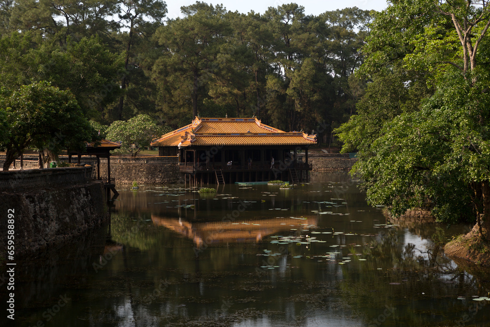 Fototapeta premium Vietnam View of Hue City on a cloudy spring day