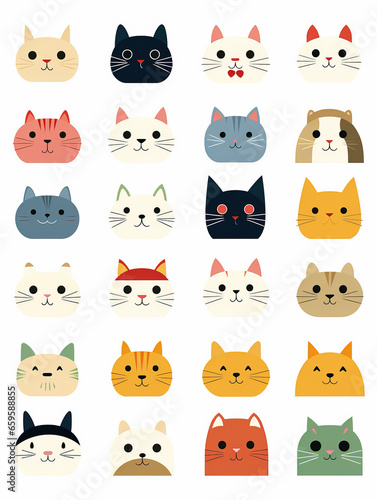 Cartoon cute animals icons set,created with Generative AI tecnology.