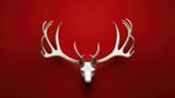 Minimal Christmas Magic: White Santa reindeer antlers on a bold red background, creating a simple yet festive holiday concept.