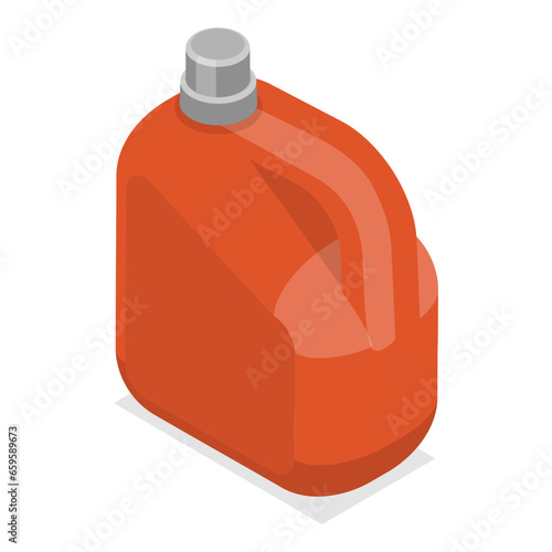 3D Isometric Flat Vector Set of Blank Plastic Canister, Gasoline Fuel Storage. Item 3
