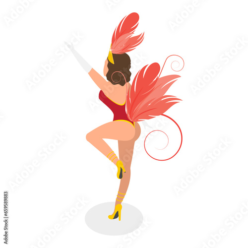 3D Isometric Flat Vector Illustration of Brazilian Samba Dancers, Rio de Janeiro Festival. Item 3