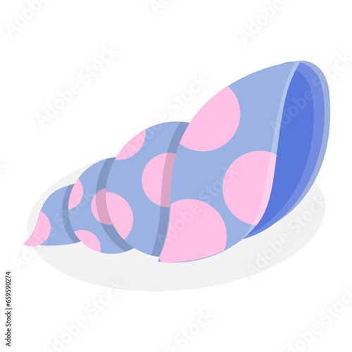 3D Isometric Flat Vector Set of Seashells, Ocean Cockleshells. Item 5