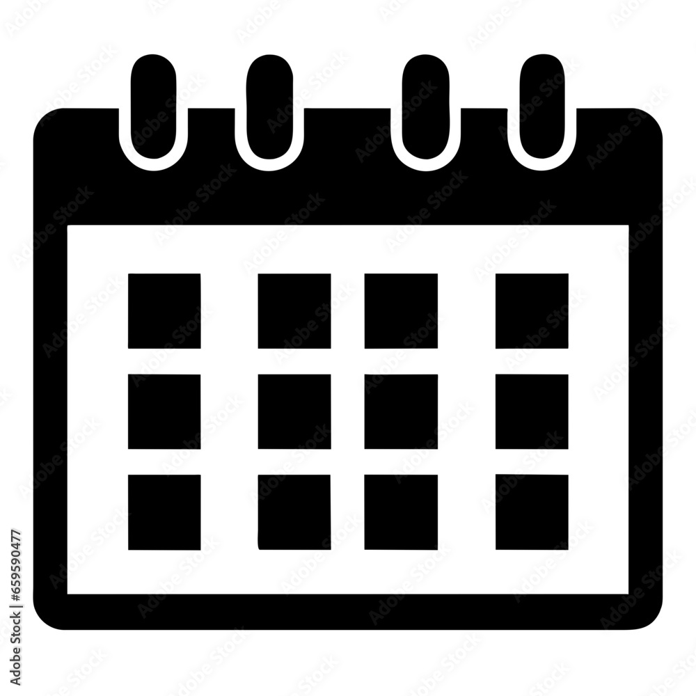 Calendar vector icon. Flat black symbol. Pictogram is isolated on a white background. Designed for web and software interfaces. AI Generated Calendar vector icon. Flat black symbol. Pictogram is isolated on a white background. Designed for web and software interfaces. AI Generated