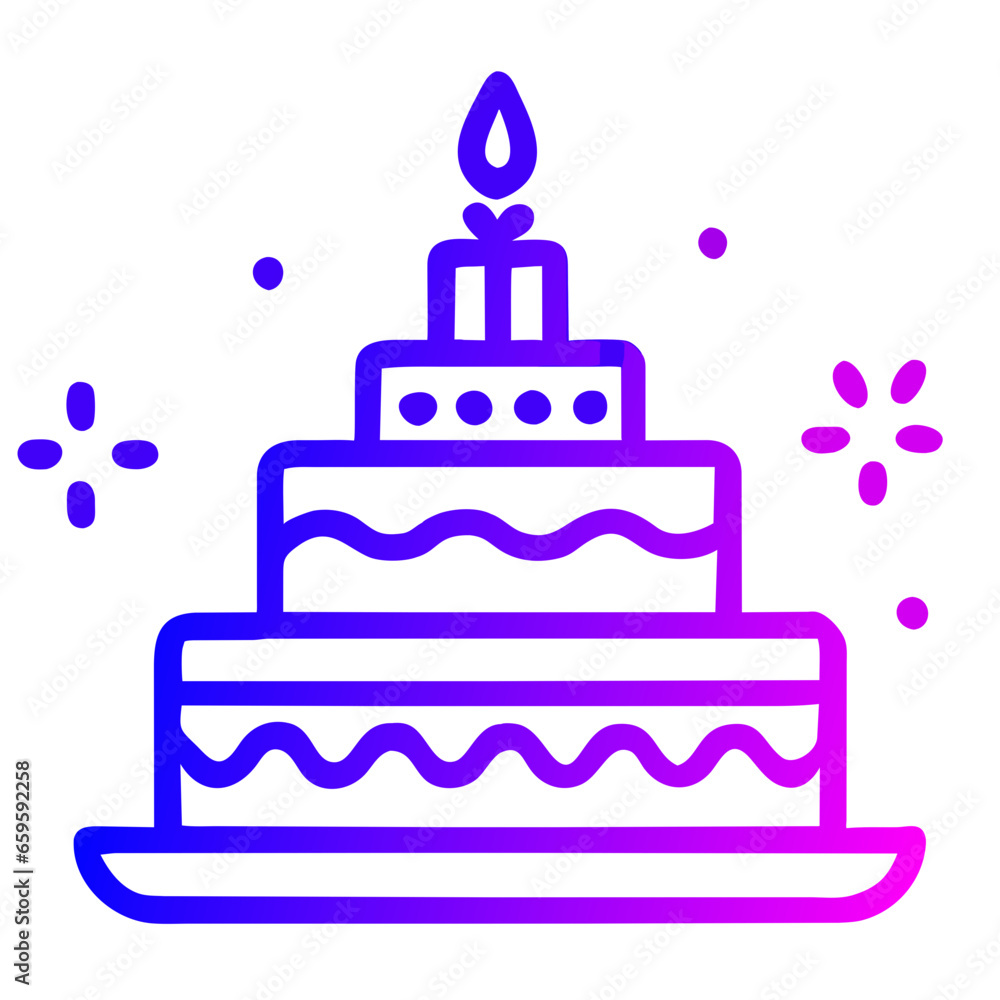 Birthday cake icon, outline vector illustration, linear pictogram isolated on white AI generated Birthday cake icon, outline vector illustration, linear pictogram isolated on white AI generated