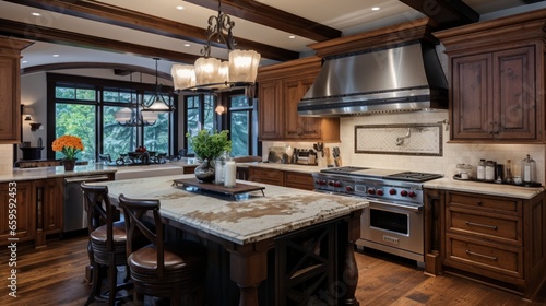 Gourmet Kitchen Showcasing a Professional-Grade Range and Custom Cabinetry. © ZUBI CREATIONS