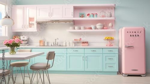 Infuse retro charm into your kitchen with pastel hues  retro appliances  and chrome accents.