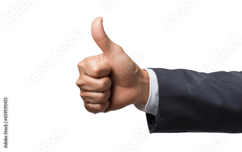 Posing Thumb Pointing by a Man on Transparent Backdrop