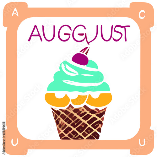 A vector illustration of a colorful ice cream with the words AUGUEST AI Generated