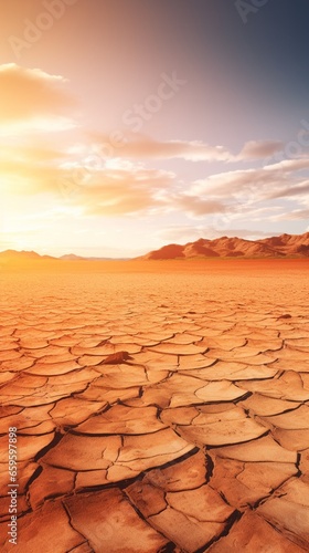 Textured expanse of a cracked desert floor under harsh sunlight.