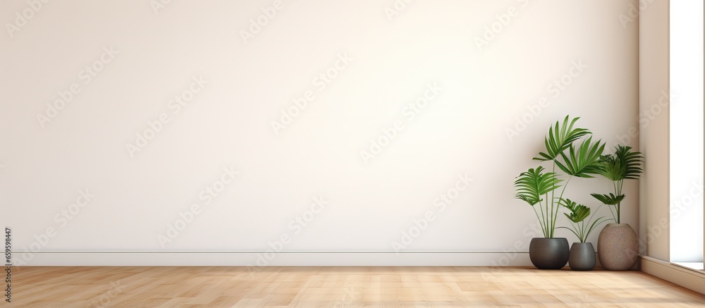 Modern minimal living with a lateral perspective empty Modern minimal living with a lateral perspective empty