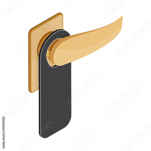 3D Isometric Flat Vector Set of Metal Door Handles, Hanger Mockup. Item 1