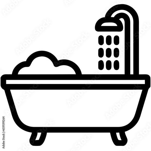 Bathtub icon, hygiene related vector illustration with editable stroke generative AI