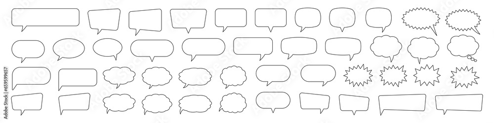Blank empty speech bubbles, speaking or talk bubble, speech balloon, chat bubble line art vector icon for apps and websites.. Blank empty speech bubbles, speaking or talk bubble, speech balloon, chat bubble line art vector icon for apps and websites..