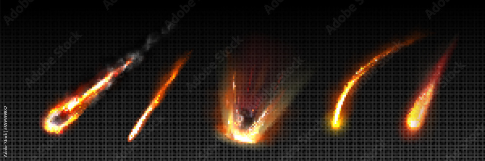 Fotografie Comet or meteor trail and magic fire effect vector