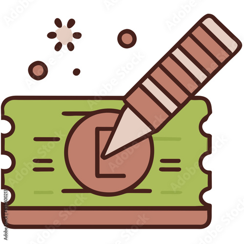 Pencil on banknote icon, education and school related vector illustration AI generated photo