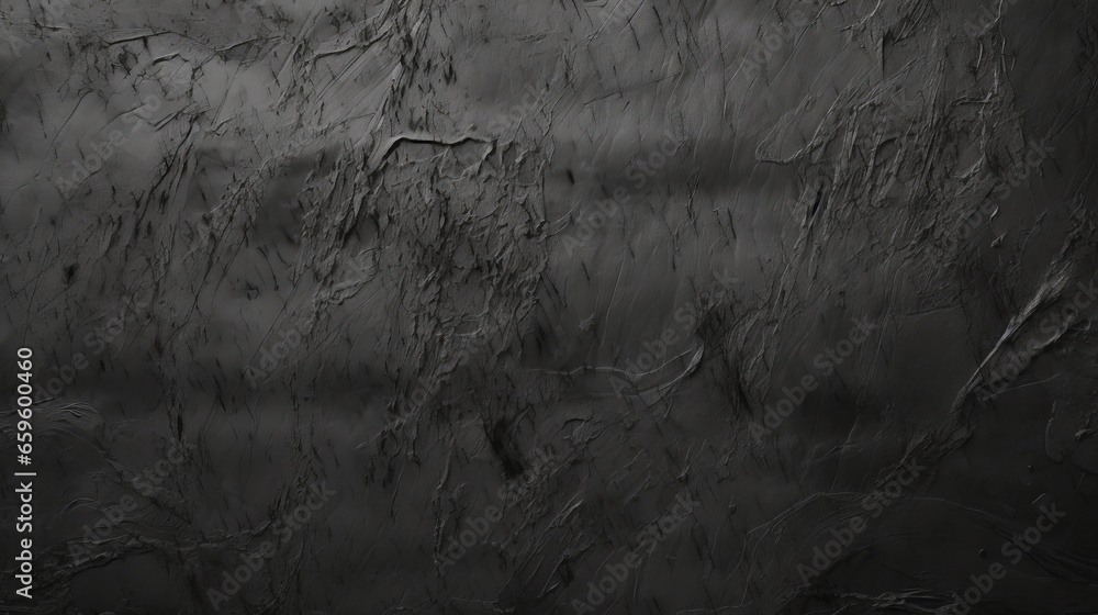 Black wall background of natural paintbrush stroke textured cement or old stone. concrete texture as a concept of horror