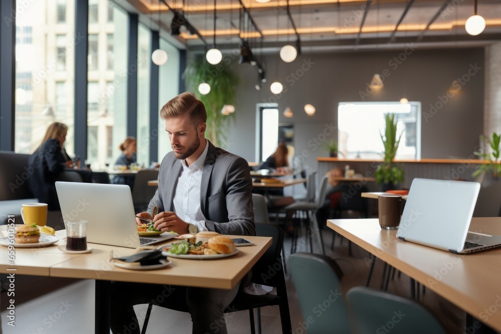 Businessman having lunch while meeting at the restaurant Businessman having lunch while meeting at the restaurant