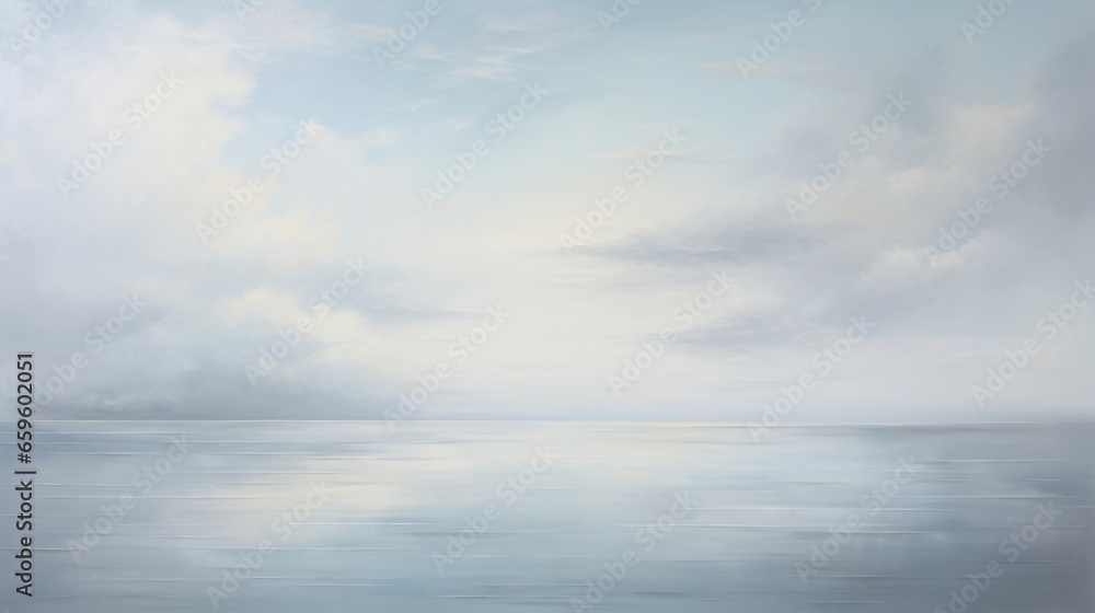 a painting of a large body of water under a cloudy sky.  generative ai