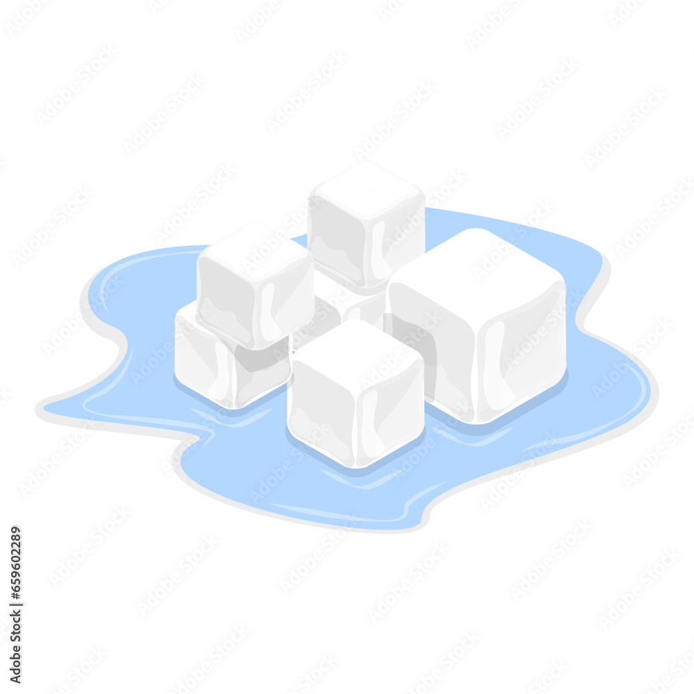 Obraz premium 3D Isometric Flat Vector Set of Ice Cubes for Cocktails, Plastic Trays. Item 2