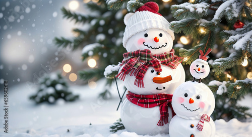 Christmas decoration with a cute cheerful snowman © Online Graphic BD