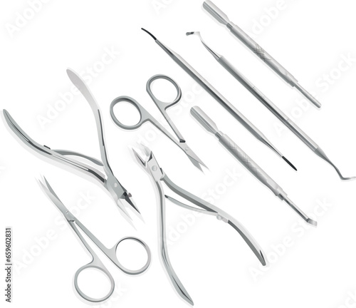 Are cosmetic tools for manicure and pedicure