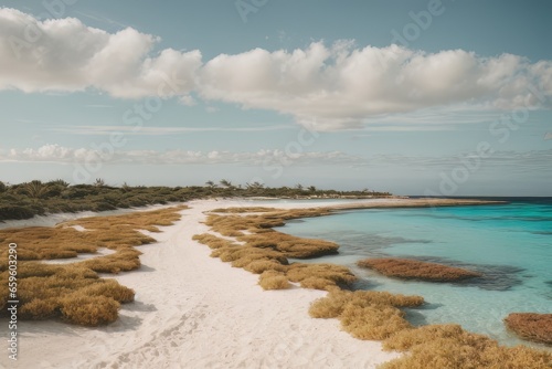 Illustration of paradise landscapes with turquoise sea  white sand. Mediterranean beaches.