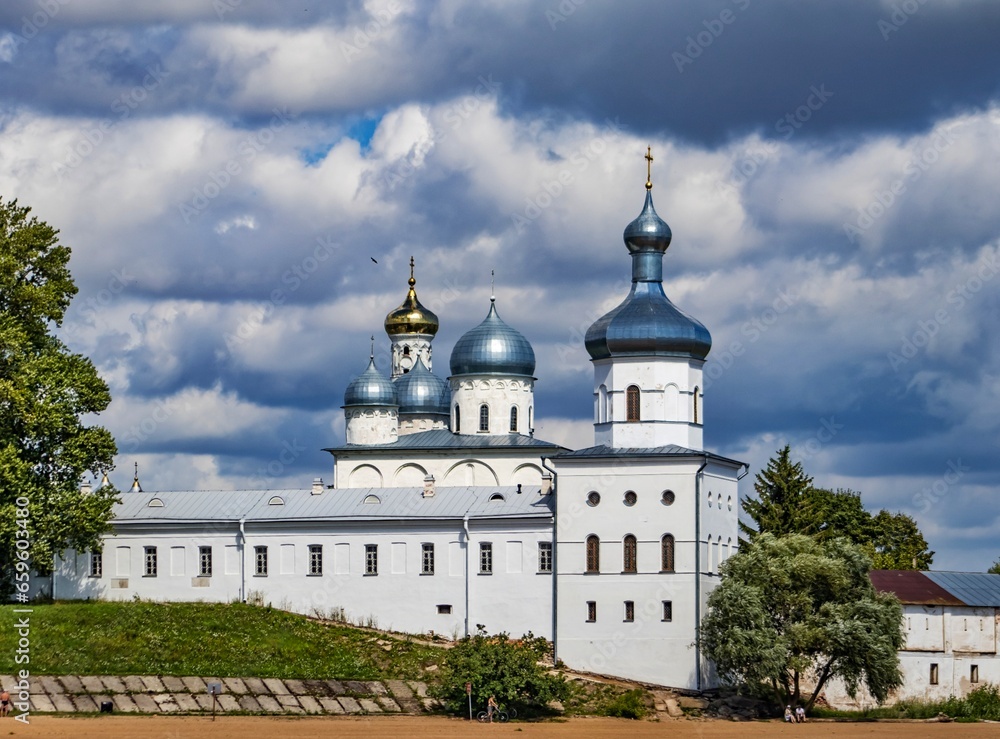 Yuriev Monastery in Veliky Novgorod, a male monastery of the Russian Orthodox Church in honor of the Great Martyr George, one of the oldest in Russia