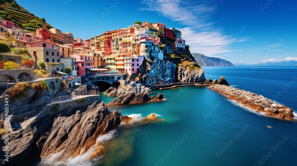 italian coast with colorful houses ai generated