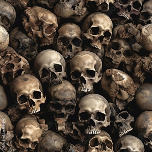 Lots of human skulls, seamless