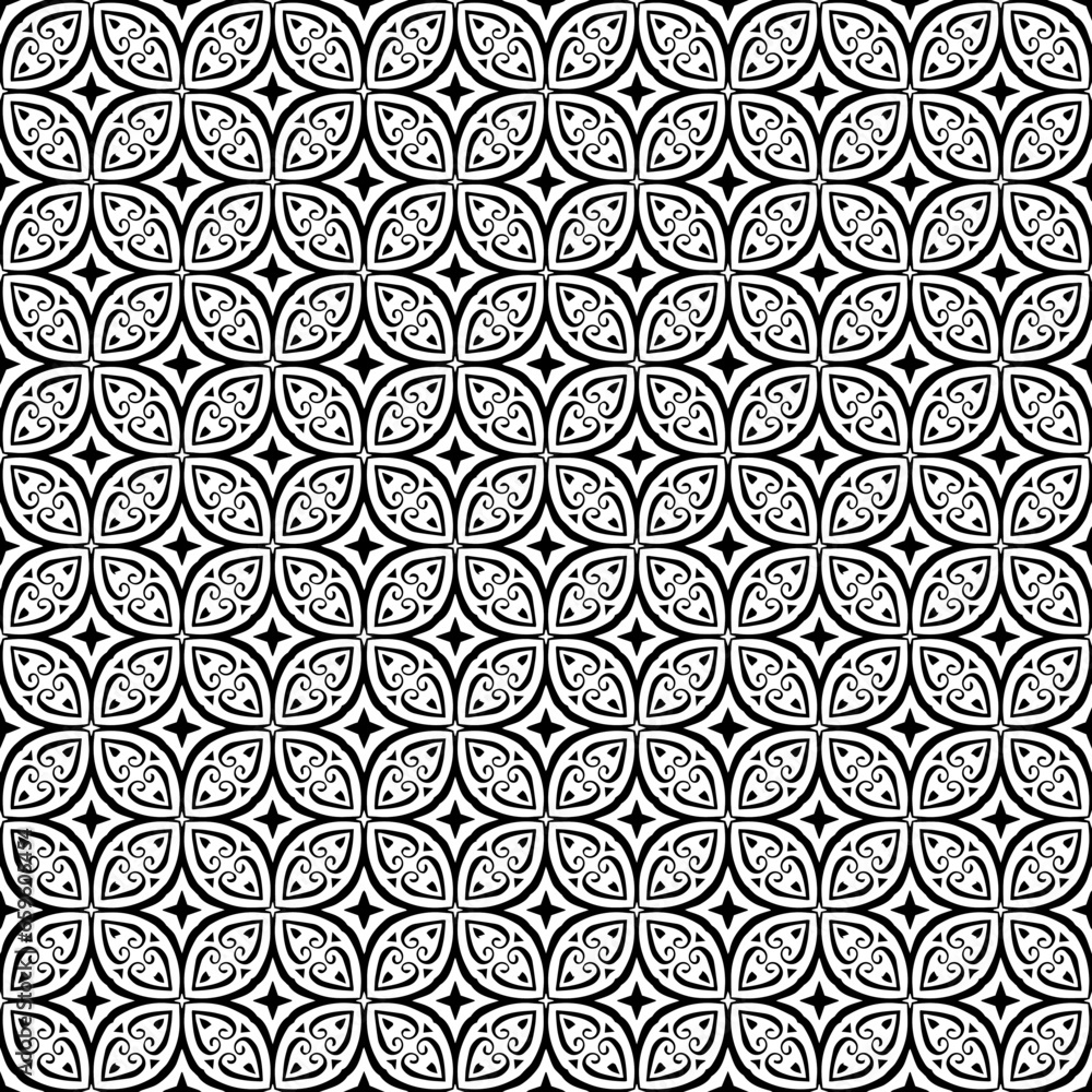 Black and white seamless abstract pattern. Background and backdrop. Grayscale ornamental design. Mosaic ornaments. Vector graphic illustration. EPS10. Black and white seamless abstract pattern. Background and backdrop. Grayscale ornamental design. Mosaic ornaments. Vector graphic illustration. EPS10.