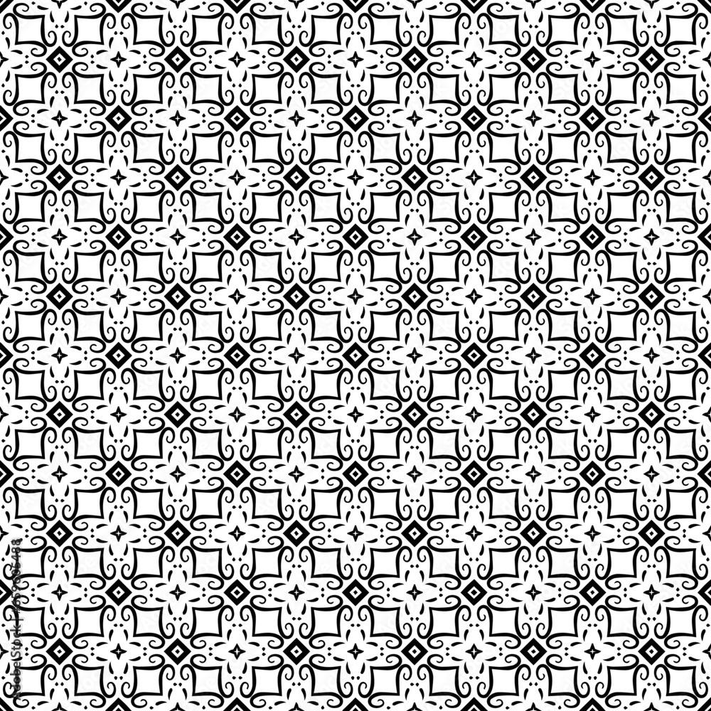 Black and white seamless abstract pattern. Background and backdrop. Grayscale ornamental design. Mosaic ornaments. Vector graphic illustration. EPS10. Black and white seamless abstract pattern. Background and backdrop. Grayscale ornamental design. Mosaic ornaments. Vector graphic illustration. EPS10.