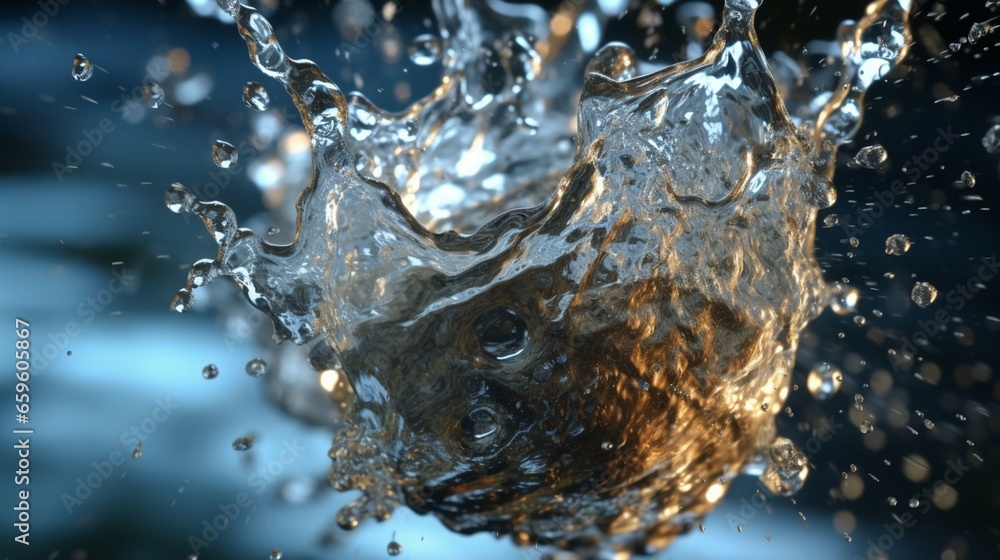 Water splash close up Sony lens.Generative AI