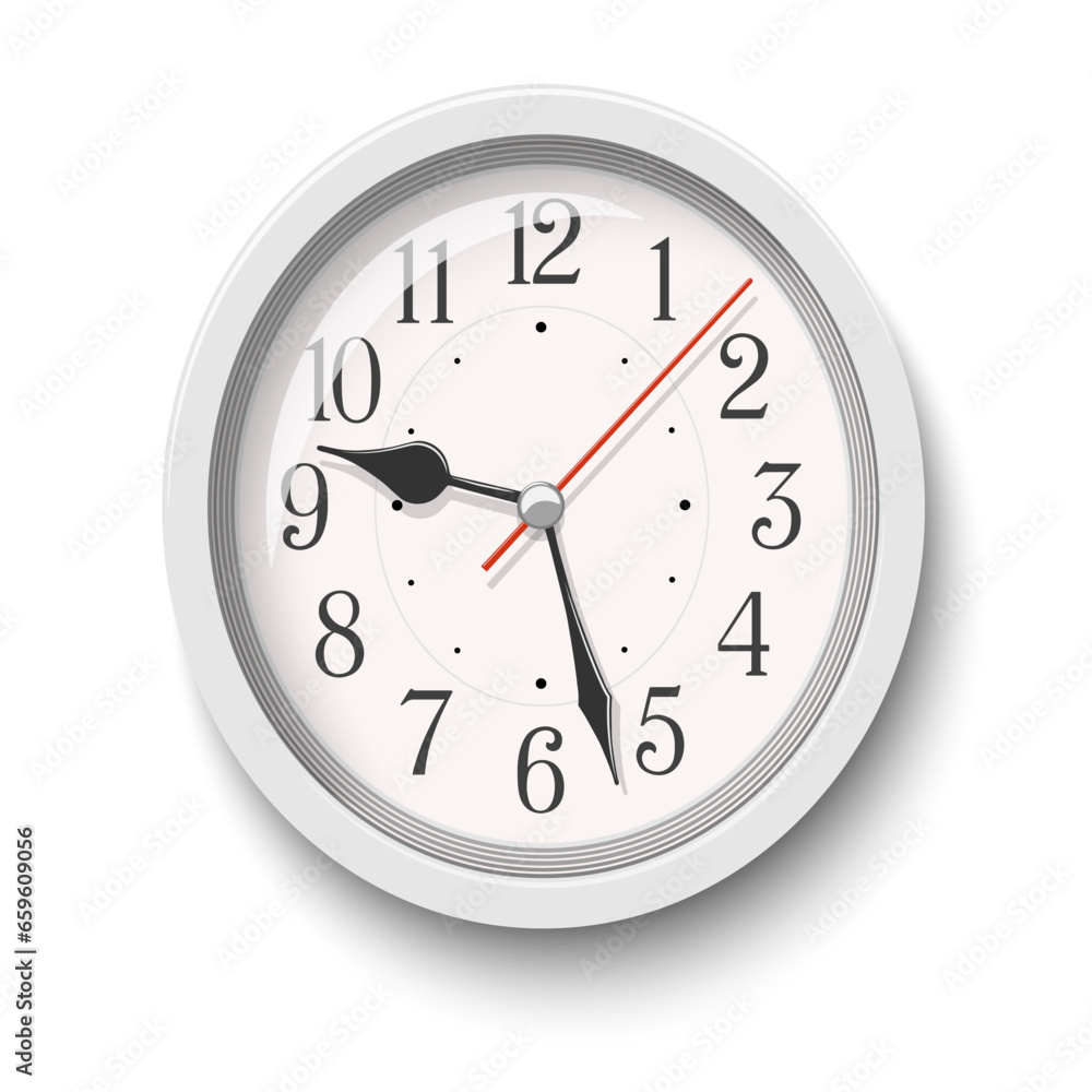 Vector elegant white oval wall clock isolated Vector elegant white oval wall clock isolated