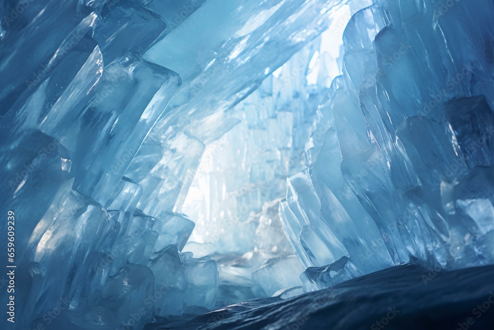 ice cave with light shining through ice cave with light shining through