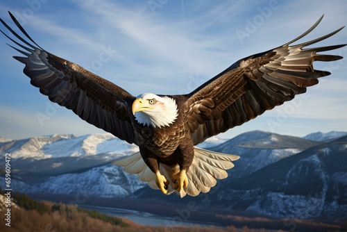 a bald eagle flying