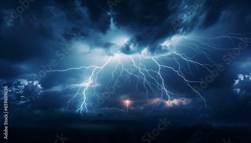 lightning striking a dark sky