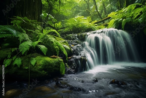 a waterfall in a forest