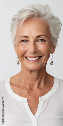 Portrait of a smiling woman. Portrait of senior woman. Smiling elderly woman. PNG file. Generative AI