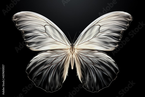 Butterflys detailed wing structure X-ray image isolated on a gradient background  photo