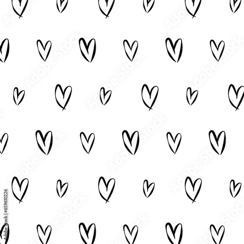 Love doddle style seamless pattern on white background. Vector illustration